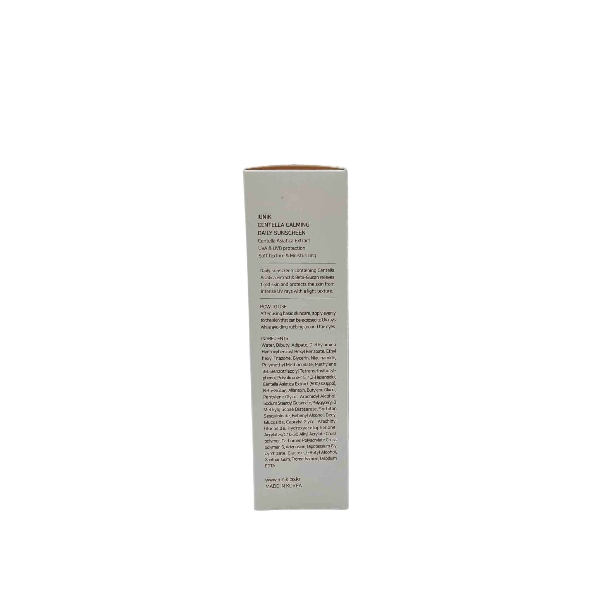 Slim white box with black text along the side, listing ingredients and usage; brown-tinted top edge, 60ml.